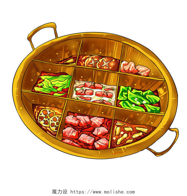 手绘卡通美食火锅食物素材